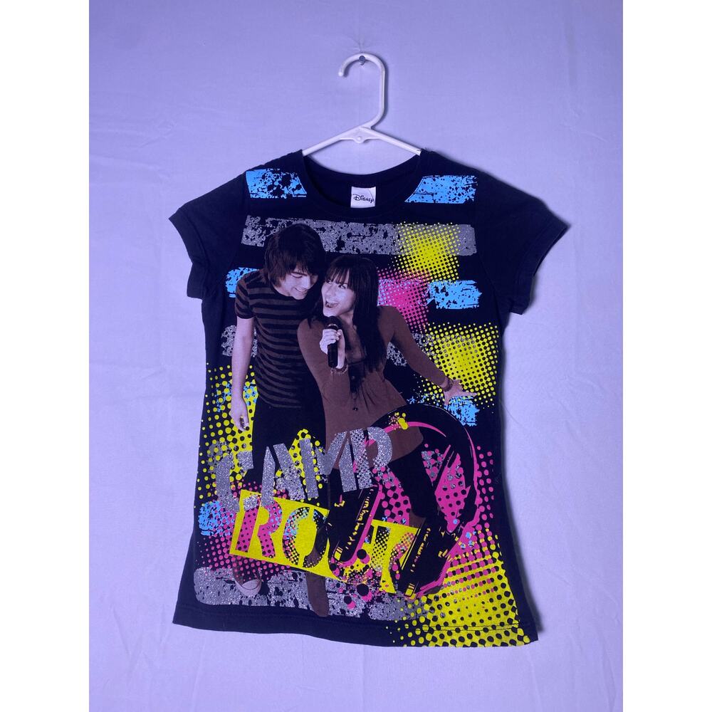 Disney Hip Girls Camp Rock Black T-Shirt Demi Lovato & Joe Jonas Size XS